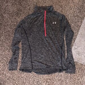 Under Armour Women’s Charcoal Quarter Zip Pullover with Pink Accent
